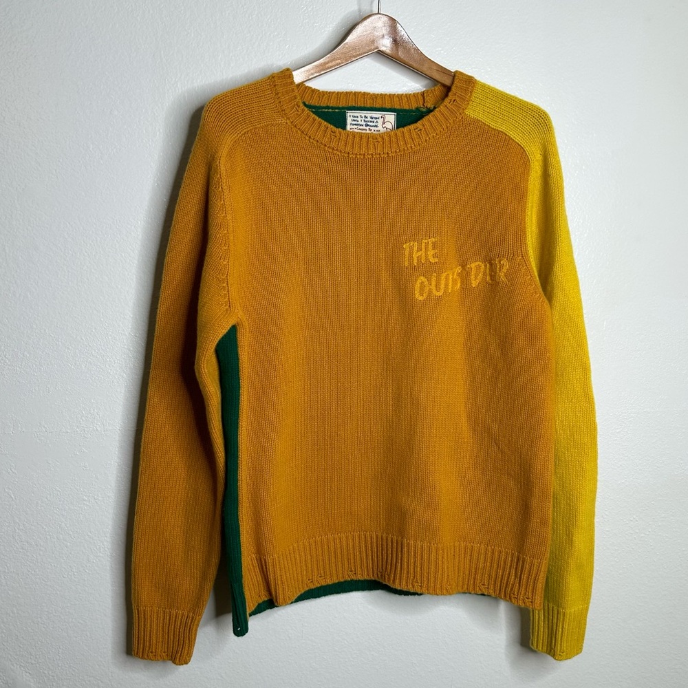 Sandrine Rose Yellow Orange Wool Re - Worked Oversized Sweater Size Medium